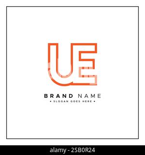 Creative Logo for Initials UE in Monogram Style - Vector Template for Initial Letter U and E Stock Vector