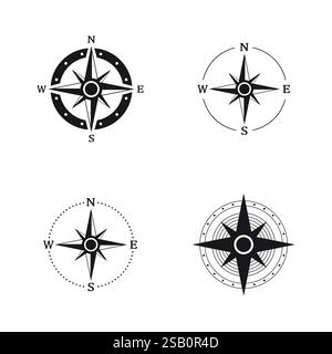 Abstract Compass rose vector set. Isolated white background. Abstract ...