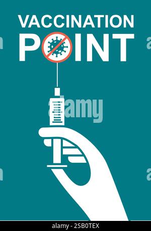 Vaccination point Sign. Vector Logo design template or Covid-19 Vaccine areas Pharmacies and Clinics Stock Vector
