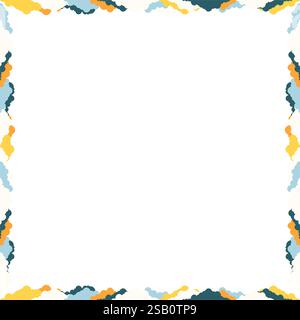 White clouds simple square frame. Fluffy clouds in the blue sky template. Frame with empty space for your text. Baby shower design Stock Vector