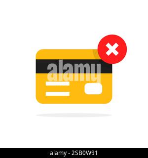 payment cancel with yellow credit card Stock Vector