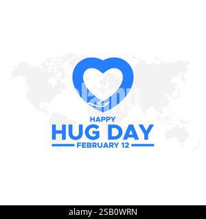 Happy Hug day. 12 February hug day, Valentine’s Week Hug Day lettering phrase sign vector art. Isolated on white background. Stock Vector
