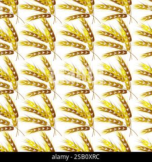 Seamless botanical pattern with ears of wheat vector illustration Stock Vector