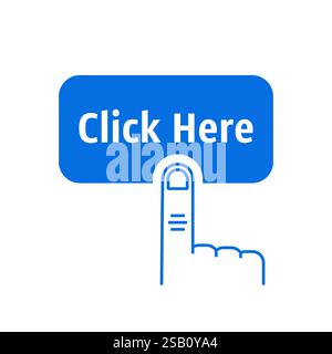 blue click here or register button Stock Vector