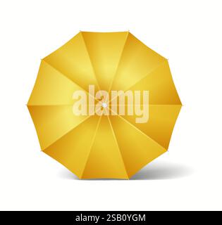 Bright yellow umbrella dome creating shield realistic vector illustration. Protection from rainy weather 3d object on white background Stock Vector