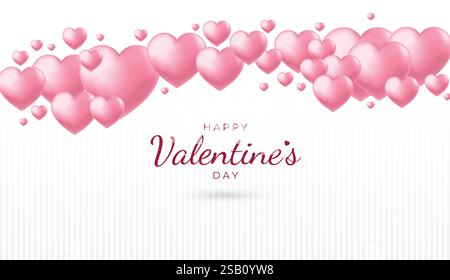 Valentines Day banner with heart shaped clouds for gift packages, greetings cards, wedding invitation, gift packages, celebration backdrip, stock illu Stock Vector