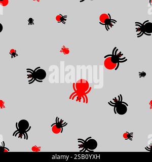 Tick insect pattern seamless. Red infected tick background Stock Vector