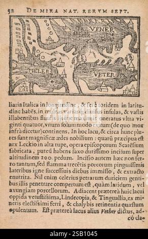 Historiae de gentibus septentrionalibus, Antverpiae, Apud Ioannem Bellerum, [ca. 1557]. History, Natural history, Scandinavia, Description and travel, Pre-Linnean works, This historical illustration depicts a map of the region of Venice and its surrounding areas, showcasing various geographical features such as rivers, landmasses, and key locations. The intricate design includes depictions of waterways identified as the 'Venezia' and other settlements labeled on the map. Surrounding text provides contextual information, likely detailing geographic or historical significance. The work exemplifi Stock Photo