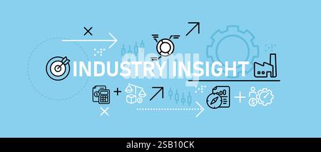 Industry Insight Conceptual work planning maintenance progress data research progress management job development strategy design icon outline set Stock Vector