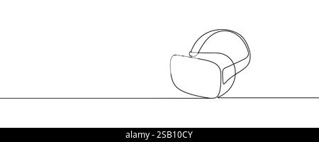 One continuous line drawing of glasses of virtual reality. Virtual game concept. Single line draw design vector graphic illustration Stock Vector