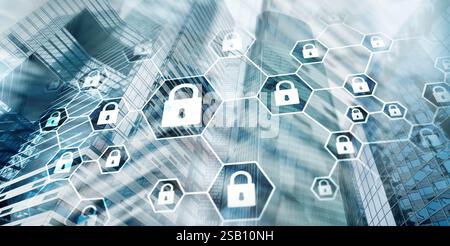Cybersecurity concept. Data protection universal background. Stock Photo
