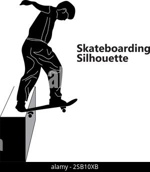 skateboard vector silhouette line art tackle block track Stock Vector