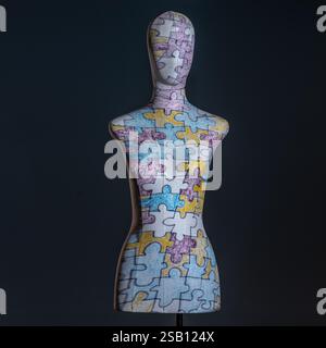 Mannequin illuminated with creative lights with geometric effects Stock Photo