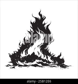 Fiery Black and White Abstract Art Stock Vector