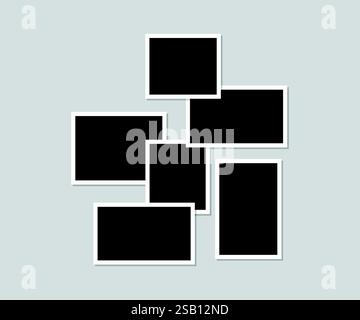 Simple elegant mood board photo collage white background Stock Vector