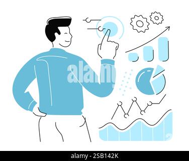 Digital banking and mobile financial management. Analysis of cash expenses and income. Vector illustration Stock Vector
