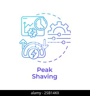 Peak shaving blue gradient concept icon Stock Vector