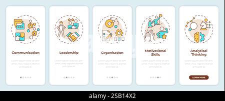 Line manager skills onboarding mobile app screen Stock Vector