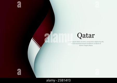 Qatar flag on Waving ribbon. Template for independence day Stock Vector