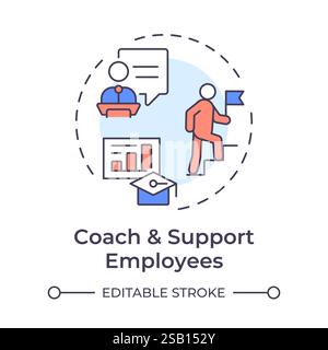 Coach and support employees multi color concept icon Stock Vector