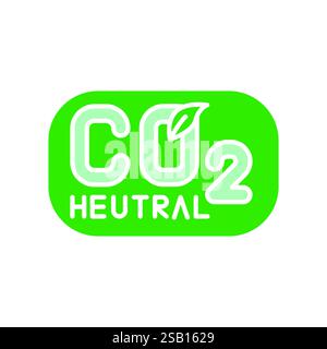 Carbon neutrality flat icon. Vector isolated element. Editable stroke. Stock Vector