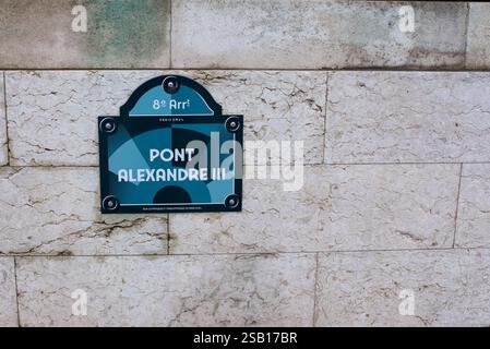 pont alexandre iii bridge sign Stock Photo - Alamy