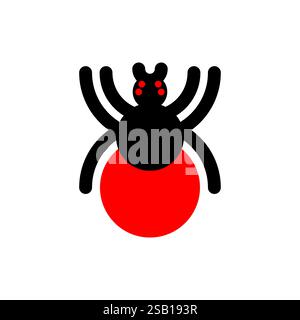 Encephalitis tick sign. Red infected tick. Stock Vector