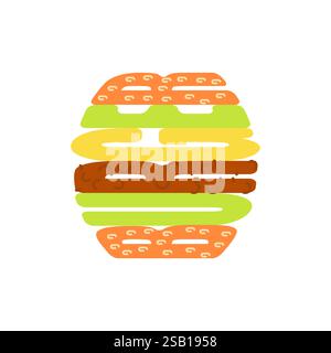 Burger lettering symbol of letters. Hamburger sign. Concept of name for restaurant food Fast food Stock Vector