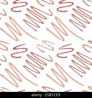 Abstract seamless pattern featuring scribbled wavy lines in muted earthy tones, perfect for textile, wallpaper, or digital backgrounds, showcasing an Stock Vector