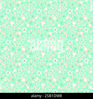 Seamless small cute floral pattern on light background. Forget me not light blue flowers. Stock Vector