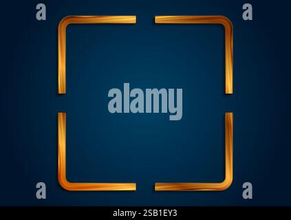 Golden blank square frame abstract geometric design. Vector bronze speech bubble background Stock Vector