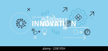 Innovation conceptual idea strategy future plan motivation innovative observation information date analyze value design outline set icon concept Stock Vector