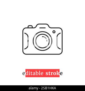 minimal editable stroke photo camera icon Stock Vector