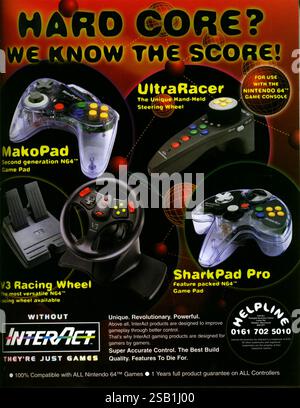1998 UK Interact gaming tools pads, steering wheel, sharkpad, controlllers ad Stock Photo