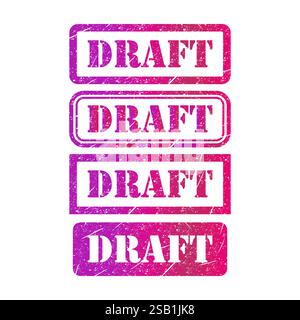 Set of Draft stamp symbol, label sticker sign button, text banner vector illustration . Stock Vector