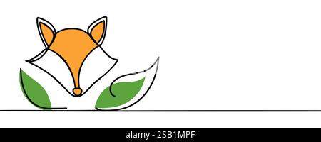 Fox continuous one line drawing vector illustration. Stock Vector