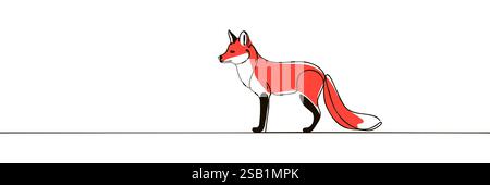 Fox continuous one line drawing vector illustration. Stock Vector
