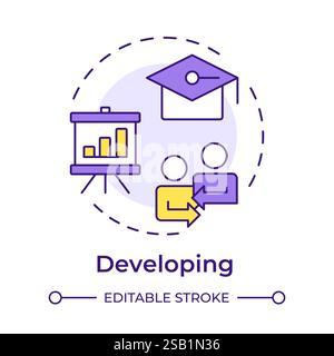 Developing multi color concept icon Stock Vector