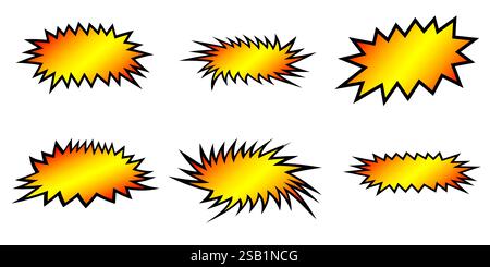 Set of abstract starburst bubble in yellow, orange, and black - Vector Illustration Stock Vector