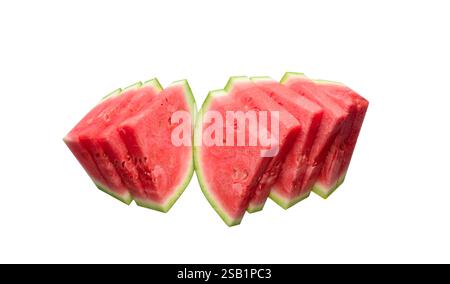 Slices of red watermelon isolated cutout on white Stock Photo