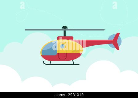 Helicopter aircraft vehicle flying in the sky. Simple flat vector illustration Stock Vector