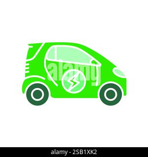 Smart car flat icon. Vector isolated element. Editable stroke. Stock Vector