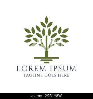 Oak Banyan Maple Plant Tree for Education Charity Foundation or Environment Logo Design Vector Stock Vector