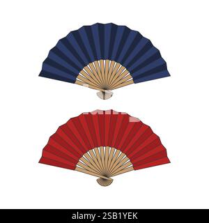 Shan Traditional Folding Hand Japanese Chinese Papercraft Fan Illustration Vector Stock Vector