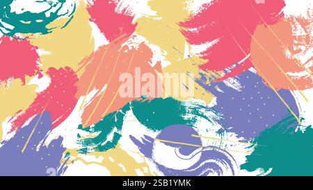 Abstract pattern with brush strokes in Memphis style Stock Vector