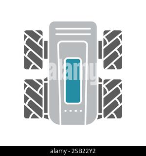 scout robots black line icon. Vector isolated element. Editable stroke. Stock Vector