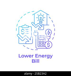 Lower energy bill blue gradient concept icon Stock Vector