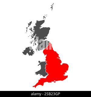 England of The United Kingdom of Great Britain and Northern Ireland map, detailed web vector illustration . Stock Vector