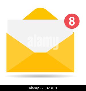 Email business icon shadow, flat web client message sign, mail app vector illustration . Stock Vector