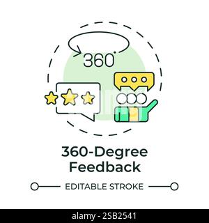360 degree feedback multi color concept icon Stock Vector